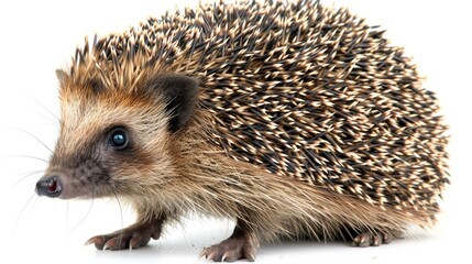 Single hedgehog isolated on white   minimalist wildlife portrait for enhanced search relevance