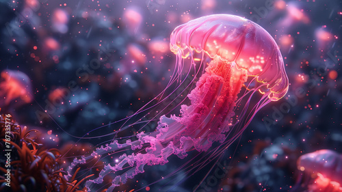A dreamy galaxy jellyfish swims through space, evoking awe and enchantment in this captivating dream vision.