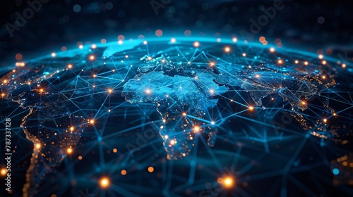 Radiant Digital Network Overlapping World Map
