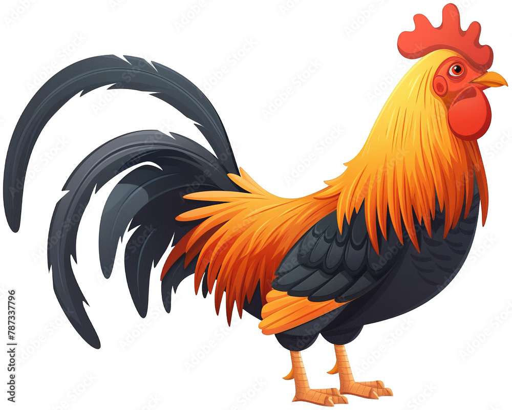a cartoon rooster standing on a white background. transparent background png