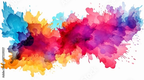 Abstract colorful multicolored colors painting illustration - watercolor splashes or stain, isolated on transparent background photo