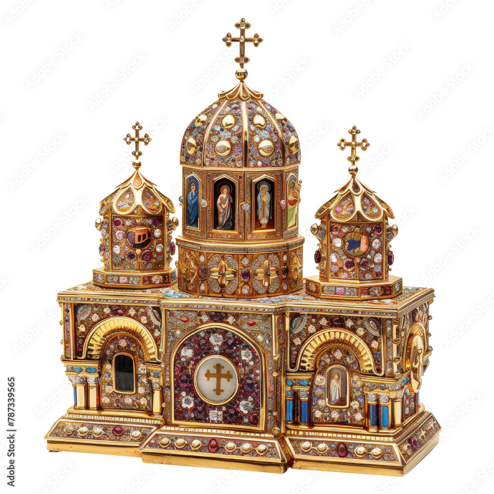 Obraz premium Reliquary Shrines of Byzentine Art isolated on transparent png.