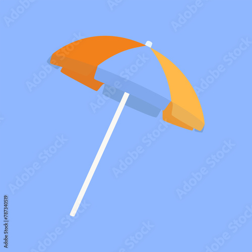 An isolated beach umbrella on a blue background.