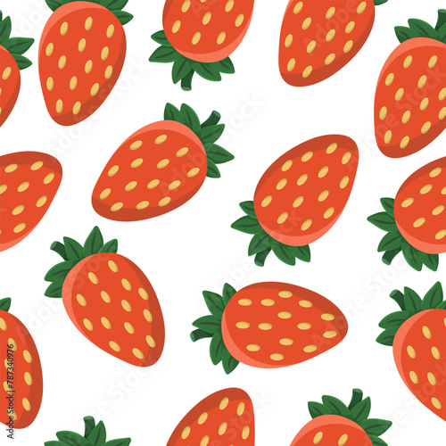 Seamless vector pattern with strawberries on a white background. 