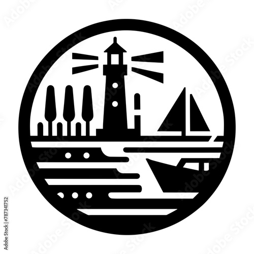 "Harbor Icon Vector" Showcases A Graphic Representation Of A Harbor, With Icons Of Ships And Cargo, Underscoring The Vitality Of Maritime Ports. 