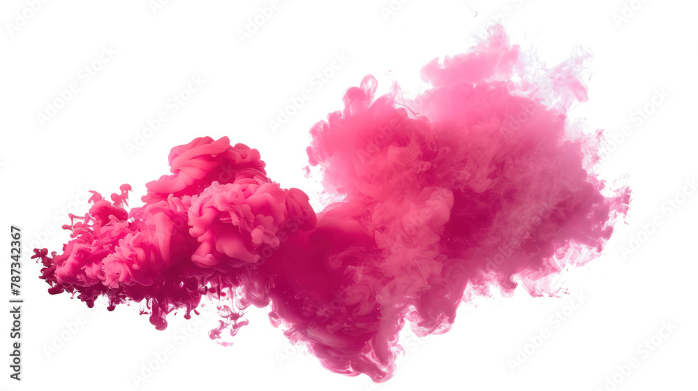 Obraz premium pink smoke paint explosion powder splash isolated on transparent background PNG