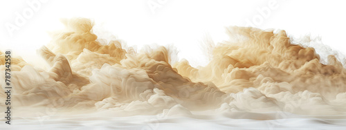 sandstorm dust clouds wave air fly isolated, golden sand flying, transparent background, PNG