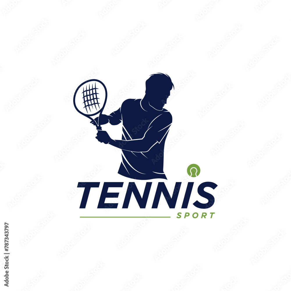 Tennis Sport Silhouette Logo Designs Template - obrazy, fototapety, plakaty 