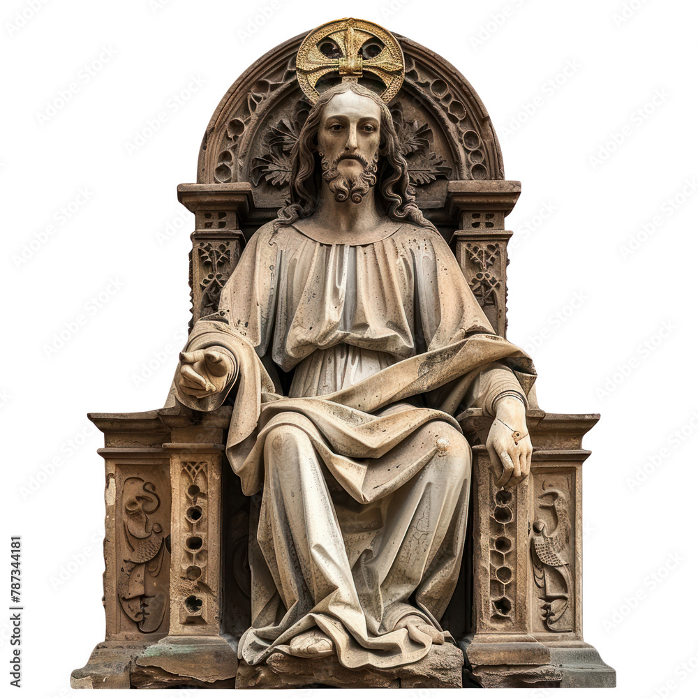 Obraz premium Christ in Majesty of Romanesque Art isolated on transparent png.