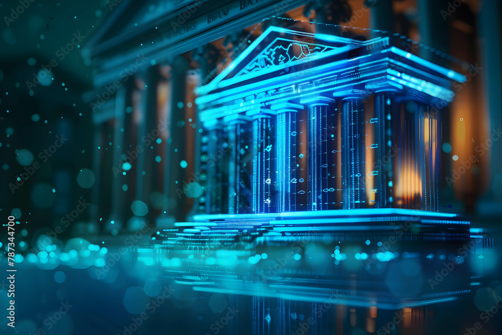 Obraz premium Bank on digital technology network, online banking, digital money exchange, data and information on cloud commercial