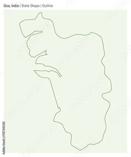 Goa, India. Simple vector map. State shape. Outline style. Border of Goa. Vector illustration.