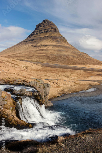 landscape of waterfall at Kirkjufell in Iceland at autumn © cceliaphoto