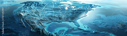 The artwork with minimalist of USA map, generative AI