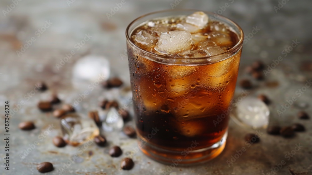 Glass Filled With Ice and Coffee Beans Glass Filled With Ice and Coffee Beans