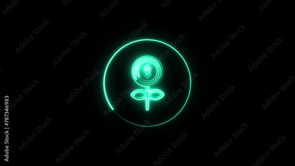Abstract glowing neon investment icon animation. Dollar sign with hand on business growth icon animation on black background Abstract glowing neon investment icon animation. Dollar sign with hand on business growth icon animation on black background