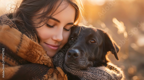 woman with dog photo