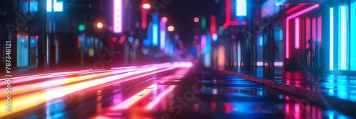 blur background, neon, triangle, long exposure, out of focus faairly neon lights, aspect ratio 3:1