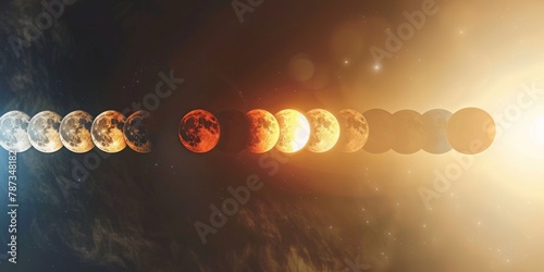 A conceptual image of the sun and moon in alignment, creating a partial eclipse effect. 