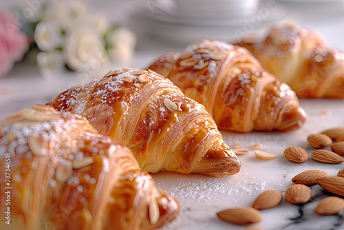 the delicate sweetness of almond croissants, a French pastry that's perfect for breakfast or dessert.