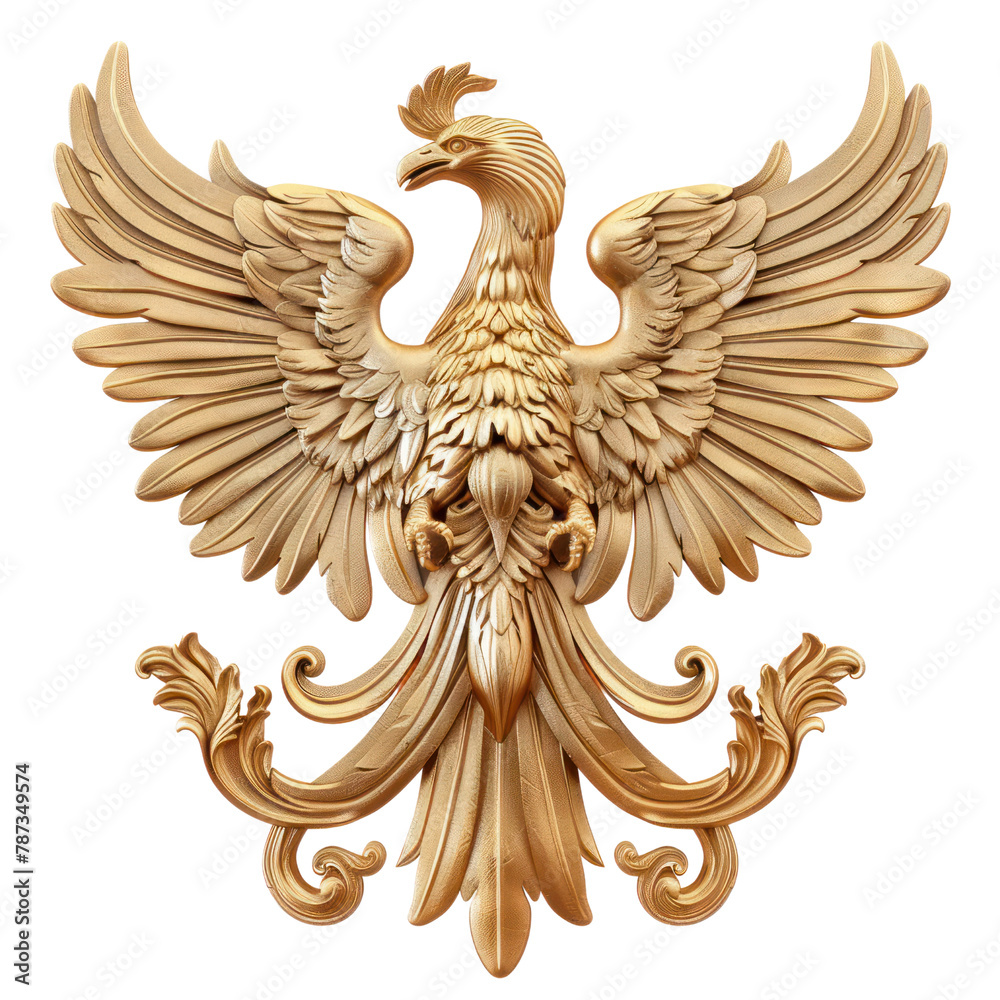 Fototapeta premium Phoenix of Romanesque Art isolated on transparent png.