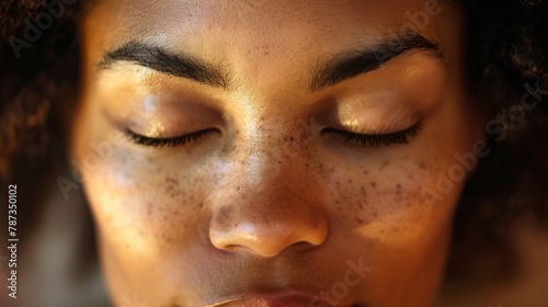 Wallpaper Mural A closeup of a serene face eyes closed in deep meditation showcasing the inner peace and wisdom that comes from embracing silence. 2d flat cartoon. Torontodigital.ca