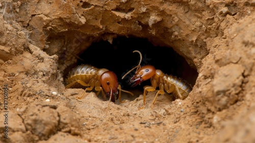 Termite and queen termite located in a burrow