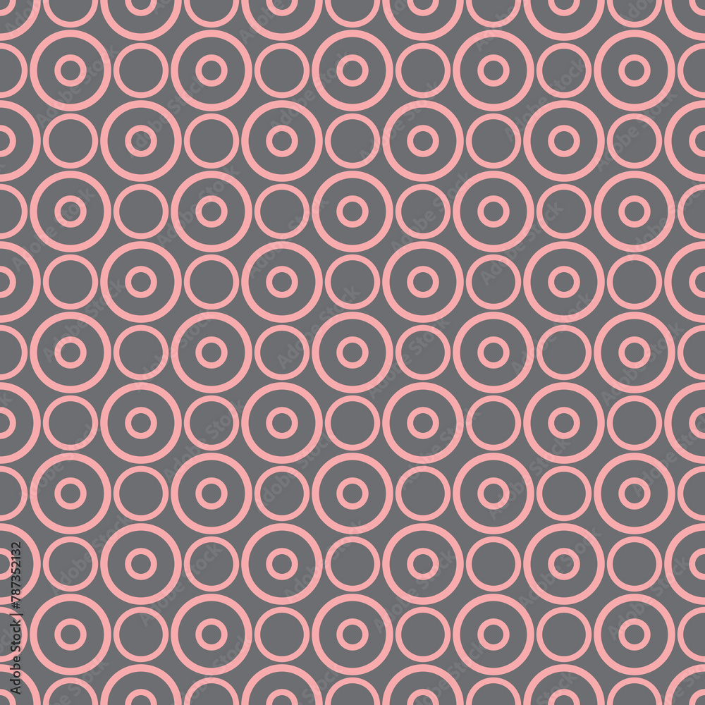 Tile vector pattern with pink polka dots on grey background