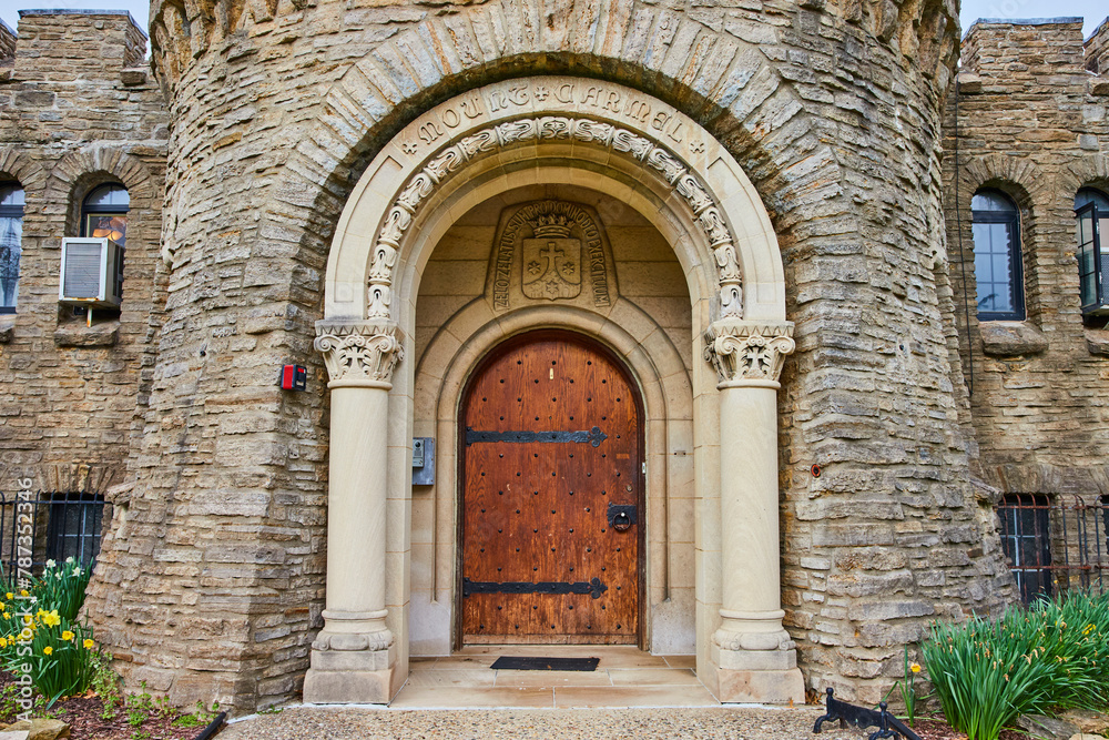 Historic Stone Entrance with Carved Details, Bishop Brute College