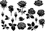 Set de silhouettes de rose a ajuster pour une composition personnalisée. 