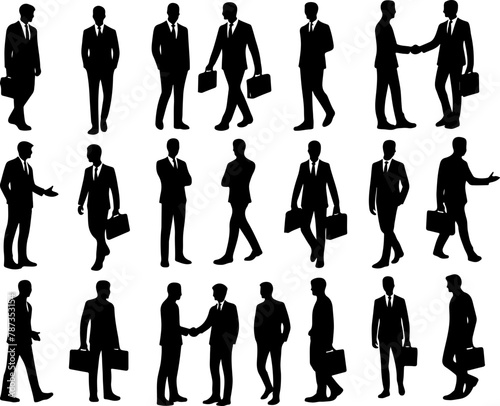 Set de silhouettes Homme d'affaire noir sur fond transparent