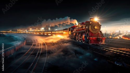 A centuryold train chugging through a dense fog, hinting at the past and future of transportation photo