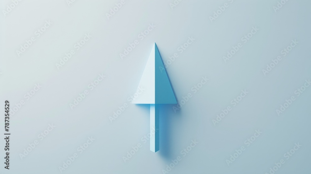 A minimalist line art illustration of a single, bold blue arrow ...