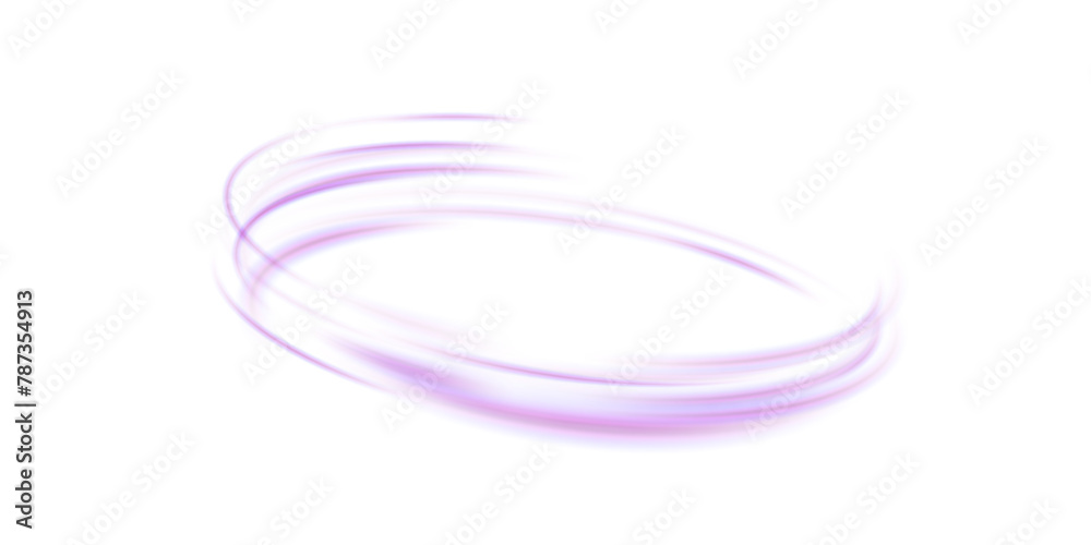 © MAKSYM - Abstract circular light effect on white background. Dynamic purple lines with glow effect. Rotating light effect for gaming and advertising design.