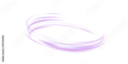 Abstract circular light effect on white background. Dynamic purple lines with glow effect. Rotating light effect for gaming and advertising design.