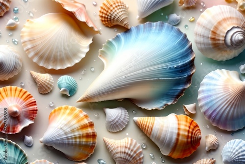 multi-colored bright shells in pastel colors