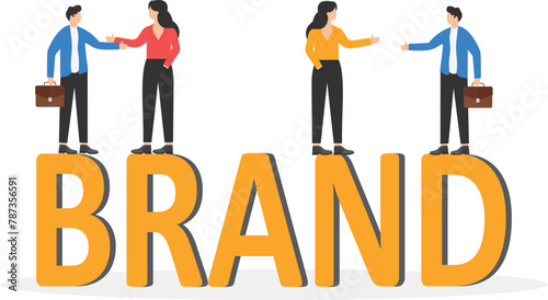 Group of business working for building text Brand-Brand building concept
