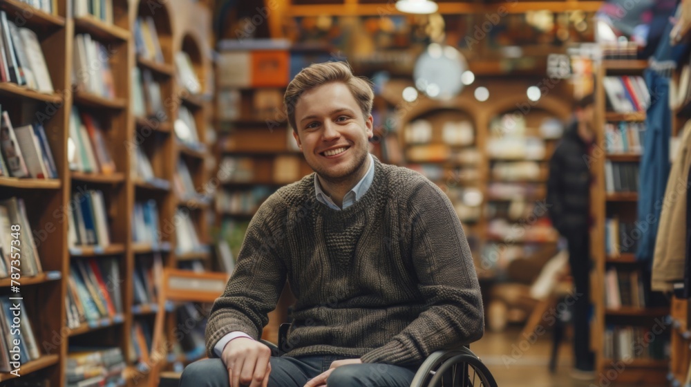 A Man in a Wheelchair Smiling A Man in a Wheelchair Smiling