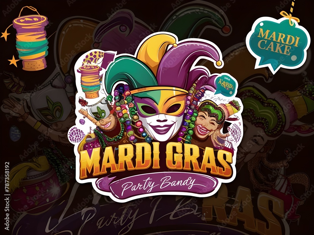 Mardi Gras party typography 