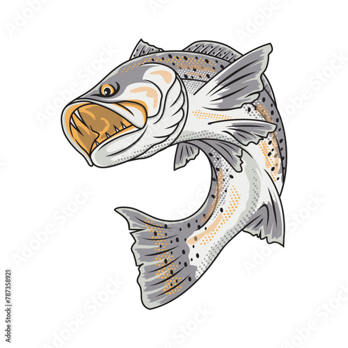 Speckled Trout Fishing Illustration Vector