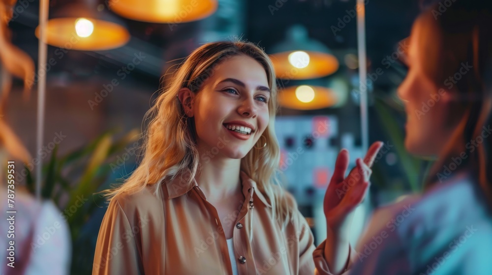 Obraz premium A Friendly Chat at the Cafe