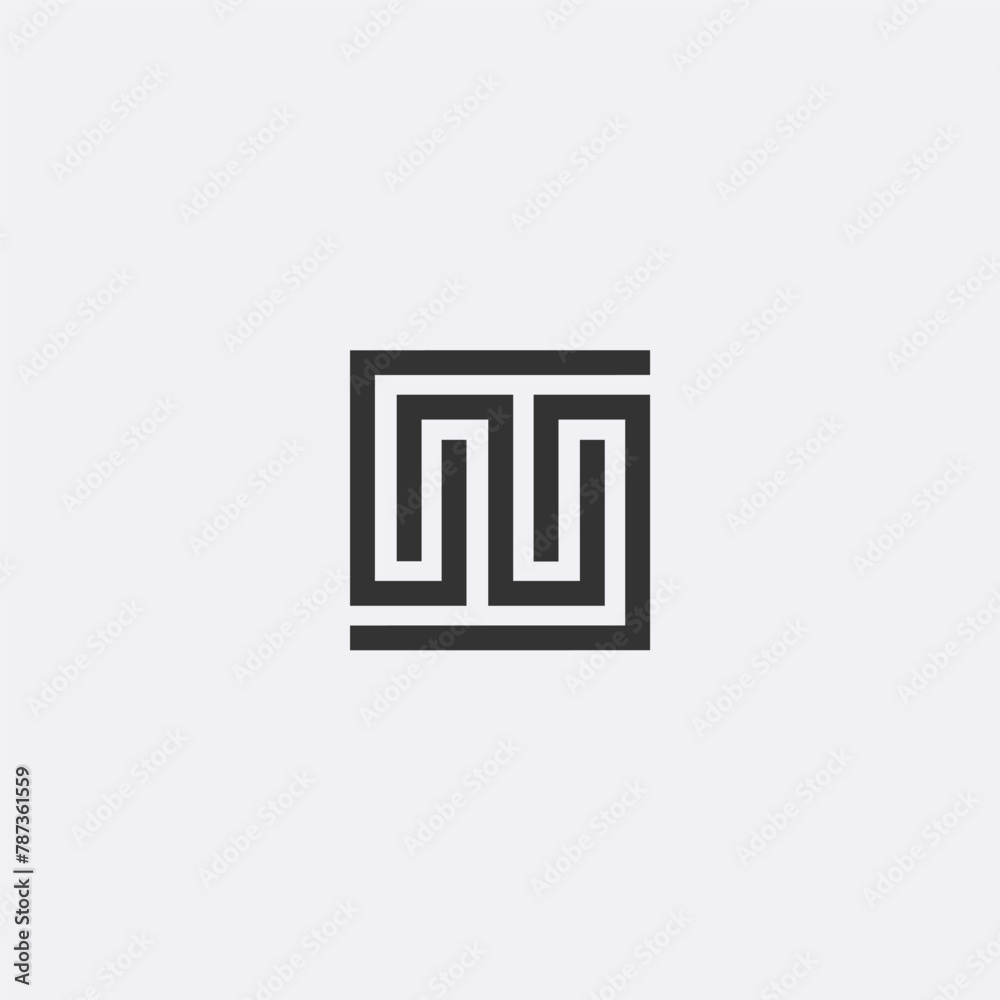 Abstract square geometric logo. GM or WM monogram