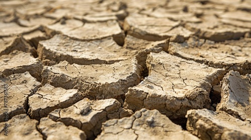 Land with parched and fissured soil Desert landscape in the context of climate change