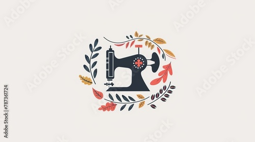 a 2d logo for a sewing workshop, vector, very minimalist, white background, modern design
