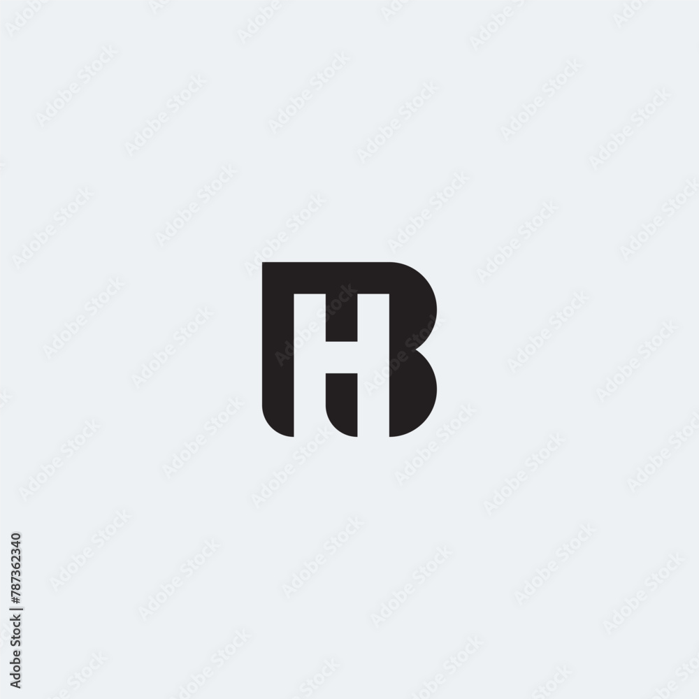 BH or HB monogram logo negative space - black and white. BH or HB monogram logo negative space - black and white.