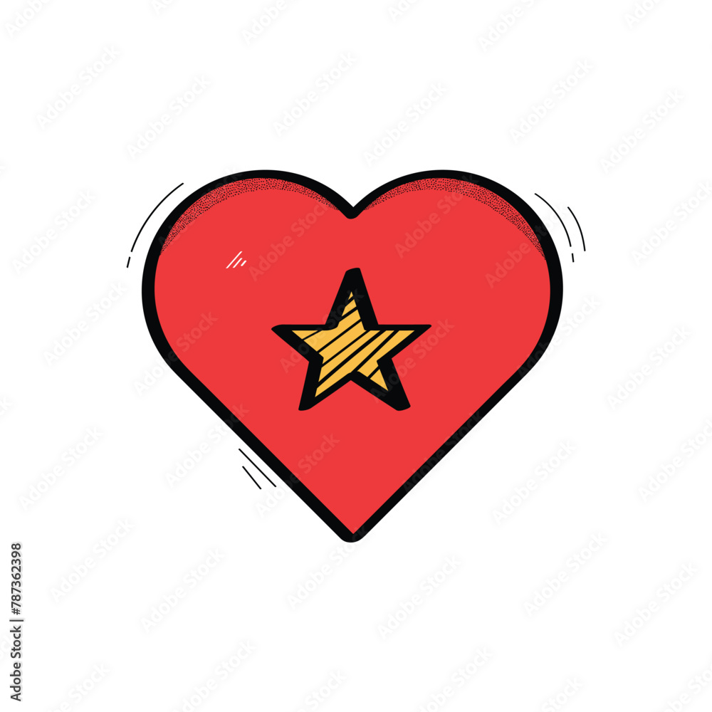 Hand Drawn Heart Shaped Vietnam Flag Icon Vector Design. Hand Drawn Heart Shaped Vietnam Flag Icon Vector Design.