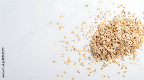 Oats dry brunch on white background Raw and vegan product Natural food Top view and copy space image : Generative AI © Generative AI