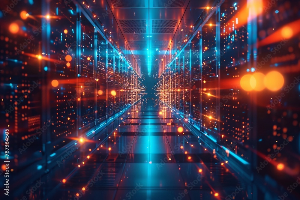 A digital representation of a network room with iconic towers and technology illustrating the strength and connectivity of online services and communication networks was designed. A digital representation of a network room with iconic towers and technology illustrating the strength and connectivity of online services and communication networks was designed.