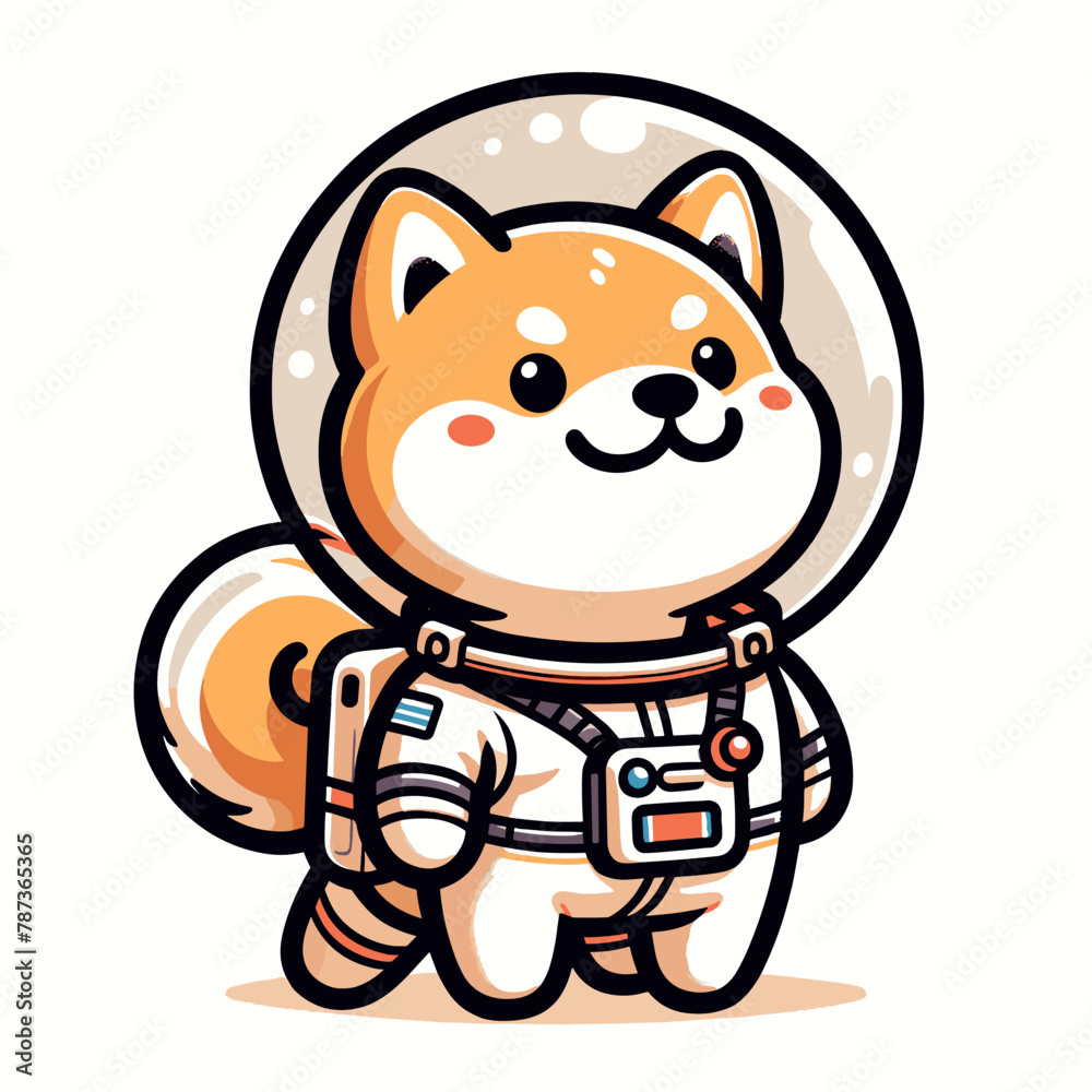 Adorable Shiba Inu in astronaut outfit.