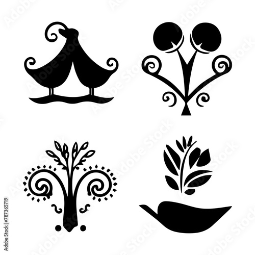 Shape and Flower Silhouettes, Silhouette Variety, Floral and Geometric Silhouettes, Shapes & Flowers, Floral & Shape Silhouettes.