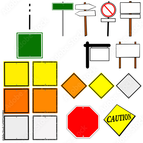 Blank Traffic Signs And Other Signs Pack Of 9